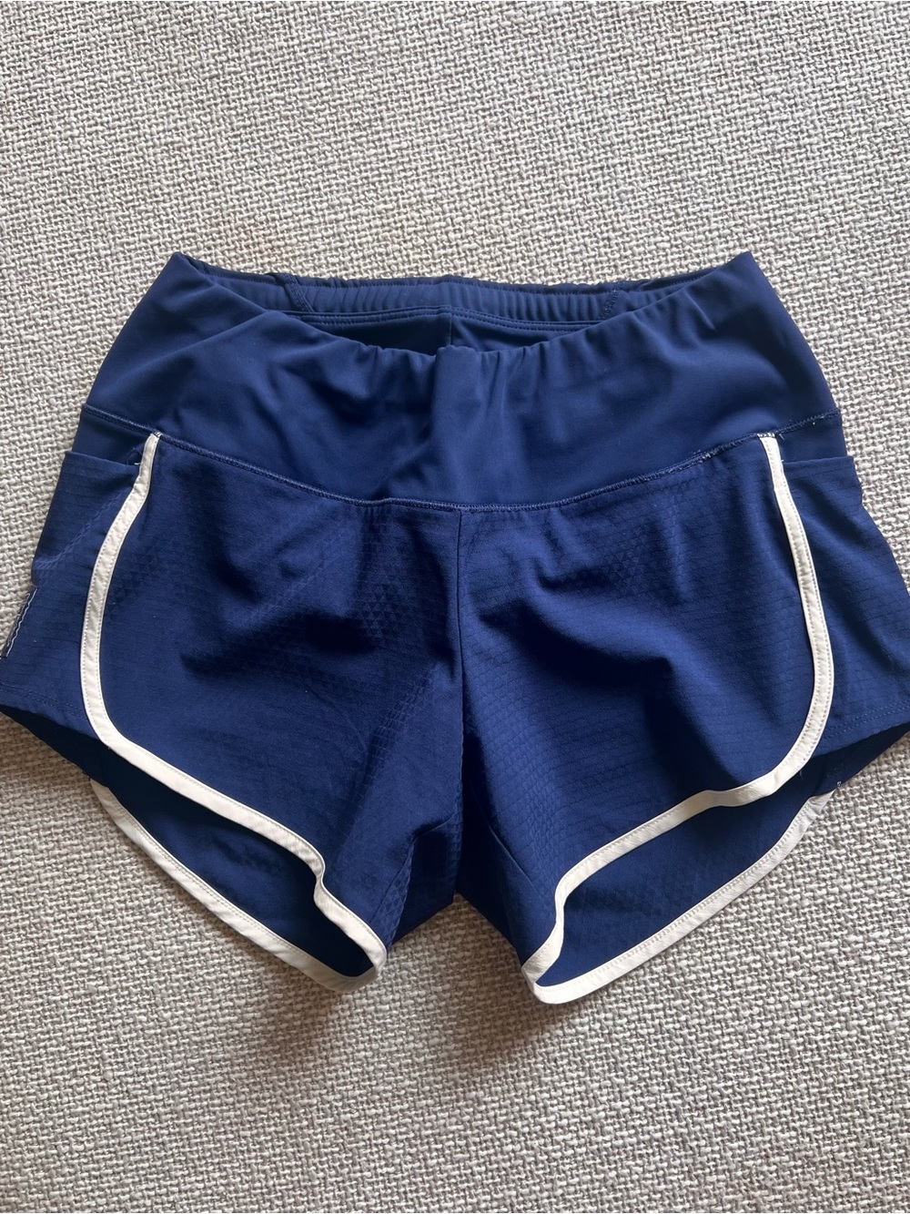Oiselle Navy Athletic Running Shorts with White Piping - sz 2
